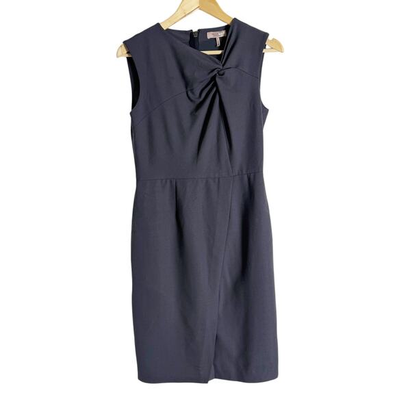 Rebecca Taylor Slate Gray Garbine Suiting Sleeveless Sheath Dress Size 6 - Picture 6 of 12